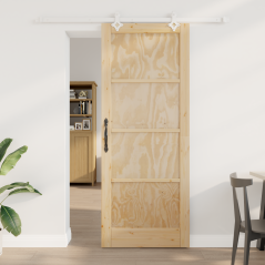Porta scorrevole vidaXL con set di ferramenta 83x211 cm Legno massello di pino