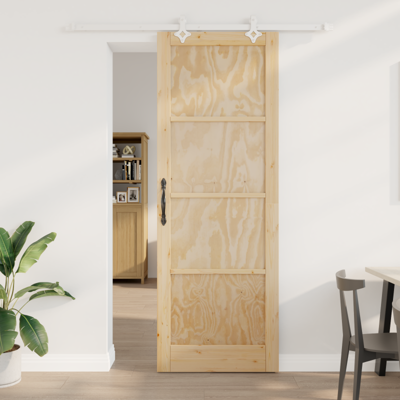 Porta scorrevole vidaXL con set hardware 83x232 cm legno massello di pino Porta scorrevole vidaXL con set hardware 83x232 cm legno massello di pino