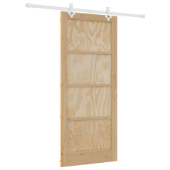Porta Scorrevole vidaXL con Set di Ferramenta 86x198.5 cm in Legno Massiccio di Pino