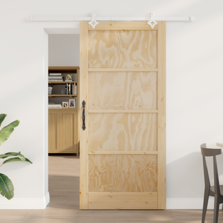 Porta Scorrevole vidaXL con Kit Hardware 93x202 cm in Legno di Pino Massello