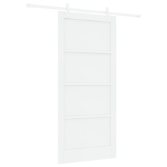Porta Scorrevole vidaXL con Set di Ferramenta Bianca 93x202 cm Legno Massello di Pino