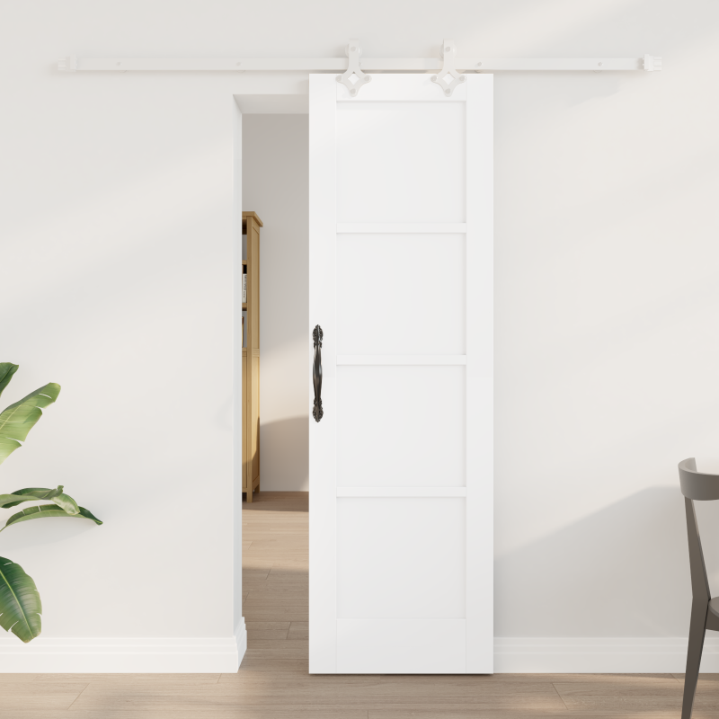 Porta Scorrevole vidaXL con Set di Accessori Bianca 61x198.5 cm in Legno Massello di Pino Porta Scorrevole vidaXL con Set di Accessori Bianca 61x198.5 cm in Legno Massello di Pino