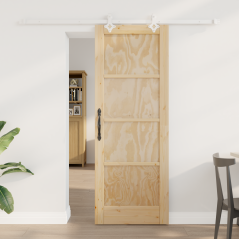 Porta Scorrevole vidaXL con Kit di Fissaggio 73.5x198.5 cm in Legno di Pino Massello