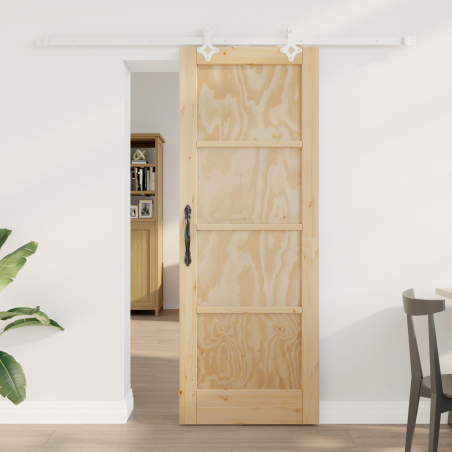 Porta Scorrevole vidaXL con Kit di Fissaggio 73.5x198.5 cm in Legno di Pino Massello