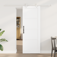 Porta Scorrevole vidaXL con Set Accessori Bianca 73.5x198.5 cm Legno Massello Pino