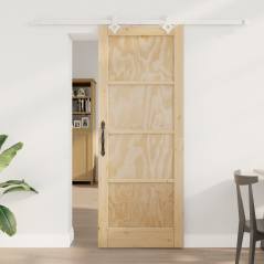 Porta Scorrevole vidaXL con Set di Hardware 78x202 cm Legno Massello di Pino