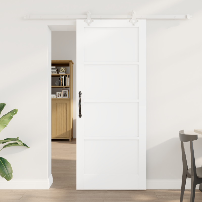 Porta Scorrevole vidaXL con Set di Ferramenta Bianca 83x202 cm Legno Massello di Pino Porta Scorrevole vidaXL con Set di Ferramenta Bianca 83x202 cm Legno Massello di Pino