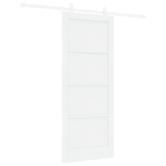 Porta Scorrevole vidaXL con Set di Ferramenta Bianca 83x202 cm Legno Massello di Pino