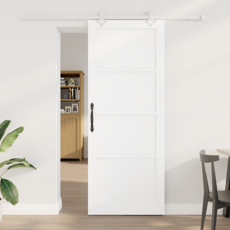 Porta Scorrevole vidaXL con Set di Accessori Bianca 83x211 cm Legno Massello di Pino