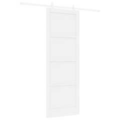 Porta Scorrevole vidaXL con Set di Ferramenta Bianca 83x232 cm in Legno di Pino Massello