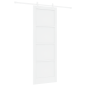 Porta Scorrevole vidaXL con Set di Ferramenta Bianca 83x232 cm in Legno di Pino Massello
