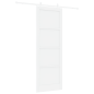 Porta Scorrevole vidaXL con Set di Ferramenta Bianca 83x232 cm in Legno di Pino Massello