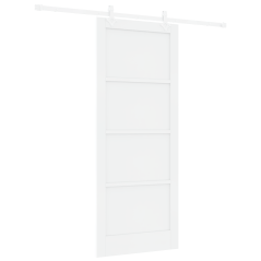 Porta Scorrevole vidaXL con Set di Ferramenta Bianca 86x211 cm in Legno Massello di Pino