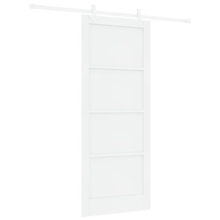 Porta Scorrevole vidaXL con Set di Ferramenta Bianca 86x211 cm in Legno Massello di Pino