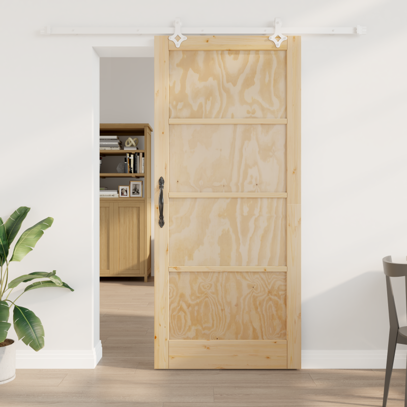 Porta Scorrevole vidaXL con Set di Accessori 93x211 cm Legno Massello di Pino