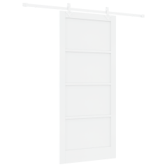 Porta Scorrevole vidaXL con Set di Ferramenta Bianca 93x211 cm Legno Massiccio Pino