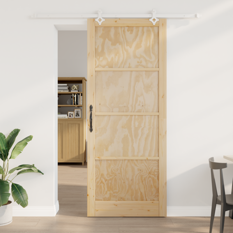 Porta Scorrevole vidaXL con Set di Hardware 93x232 cm Legno Massello di Pino