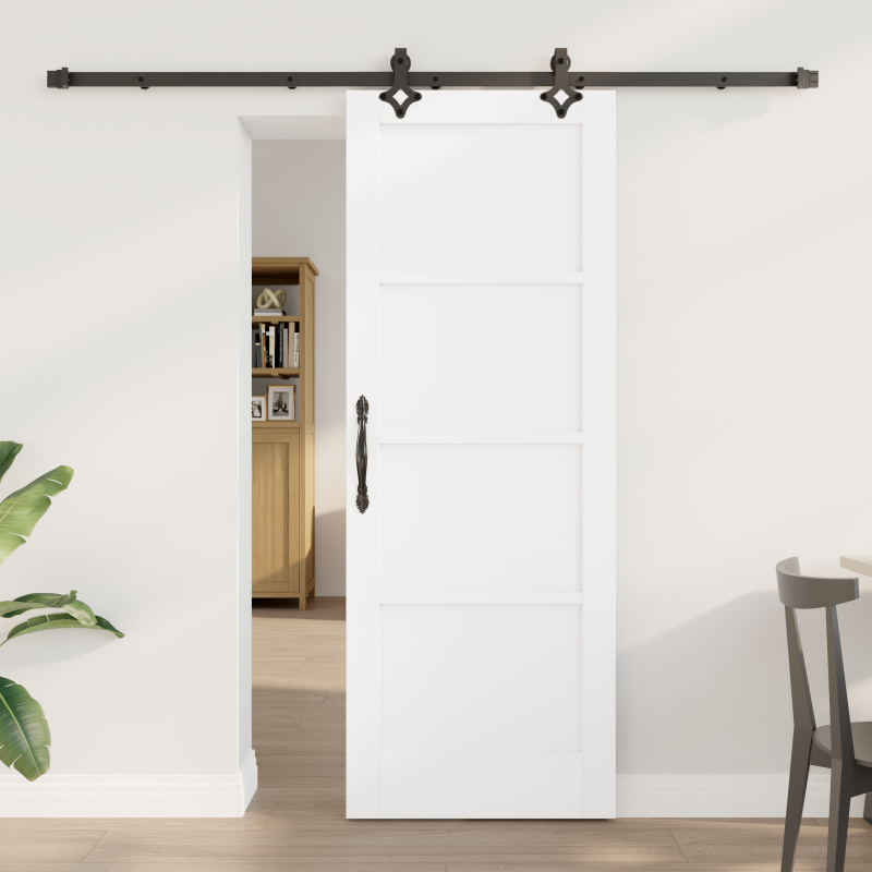 porta scorrevole vidaXL con set di hardware 'ORKDAL'Bianco in Legno Massello di Pino