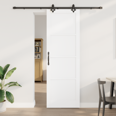 porta scorrevole vidaXL con set di accessori 'ORKDAL'in legno massello di pino bianco