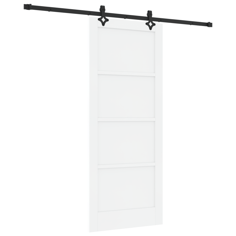 Porta Scorrevole vidaXL con Set di Ferramenta 'ORKDAL'in Legno Massello di Pino Bianco