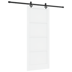 vidaXL Porta Scorrevole con Set di Accessori 'ORKDAL'Porta in Legno Massello di Pino Bianca