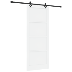 Porta Scorrevole vidaXL con Set di Ferramenta 'ORKDAL'in Legno Massello Bianco