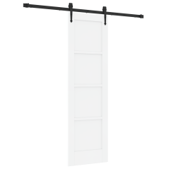 Porta Scorrevole vidaXL con Set Hardware Bianco 61x198.5 cm Legno Massiccio di Pino