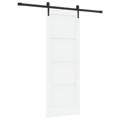 Porta Scorrevole vidaXL con Set di Accessori Bianca 73.5x198.5 cm Legno Massello in Pino