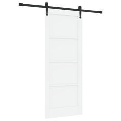 Porta Scorrevole vidaXL con Set di Ferramenta Bianca 83x202 cm in Legno Massello di Pino