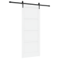 Porta Scorrevole vidaXL con Set di Ferramenta Bianca 83x202 cm in Legno Massello di Pino