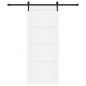 Porta Scorrevole vidaXL con Set di Ferramenta Bianca 83x202 cm in Legno Massello di Pino