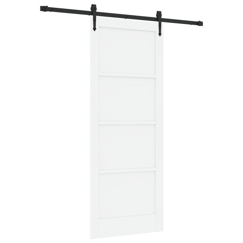 Porta scorrevole vidaXL con set di hardware Bianco 83x211 cm Legno massello di pino