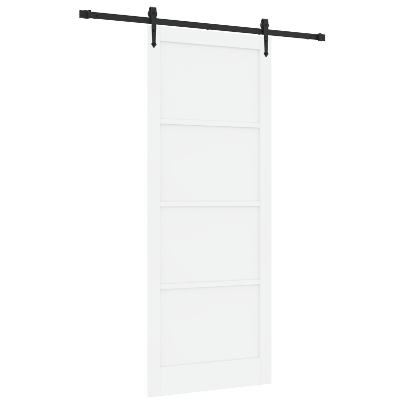 Porta Scorrevole vidaXL con Set di Ferramenta Bianca 93x232 cm Legno Massiccio di Pino Porta Scorrevole vidaXL con Set di Ferramenta Bianca 93x232 cm Legno Massiccio di Pino