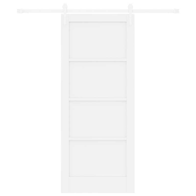 Porta Scorrevole vidaXL con Set di Ferramenta Bianca 83x202 cm Legno Massello in Pino