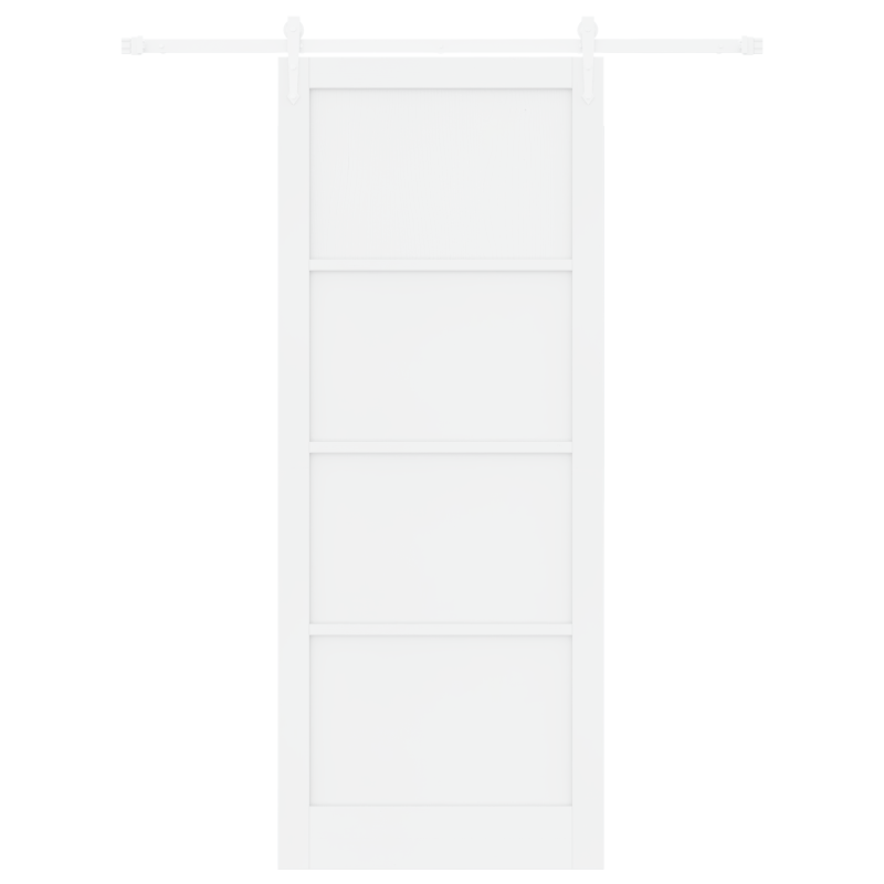 Porta Scorrevole vidaXL con Set di Ferramenta Bianca 93x232 cm in Legno Massello di Pino