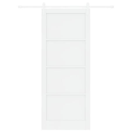 Porta Scorrevole vidaXL con Set di Ferramenta Bianca 93x232 cm in Legno Massello di Pino