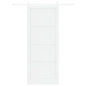 Porta Scorrevole vidaXL con Set di Ferramenta Bianca 93x232 cm in Legno Massello di Pino