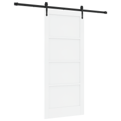 Porta Scorrevole vidaXL con Set Ferramenta Bianca 86x198,5 cm in Legno Massiccio di Pino