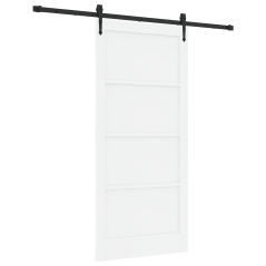 Porta scorrevole vidaXL con set di hardware Bianco 93x202 cm Legno massello di pino