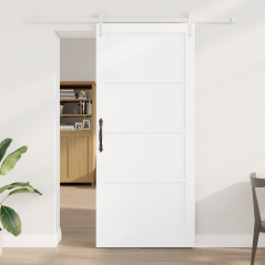 porta scorrevole vidaXL con set di hardware bianco 93x211 cm in legno massello di pino