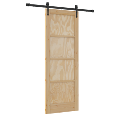 Porta Scorrevole vidaXL con Set Hardware 'ORKDAL'in Legno Massello di Pino