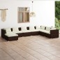 Set Divani da Giardino 8 pz con Cuscini in Polyrattan Marrone Set Divani da Giardino 8 pz con Cuscini in Polyrattan Marrone