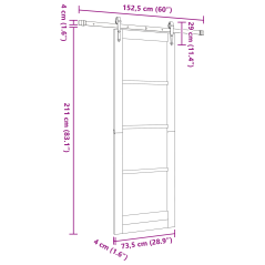 porta scorrevole vidaXL con set di accessori 'ORKDAL'in legno massello di pino
