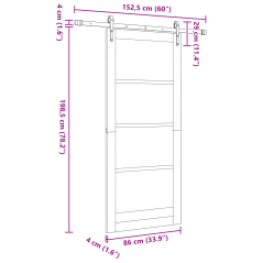 vidaXL Porta Scorrevole con Set di Hardware 'ORKDAL'in Legno Massello di Pino