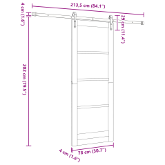 Porta Scorrevole vidaXL con Set di Ferramenta 'ORKDAL'in Legno Massello di Pino