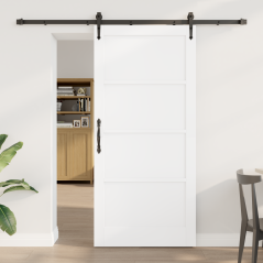 vidaXL Porta scorrevole con set hardware 'ORKDAL'Bianco in legno massello di pino