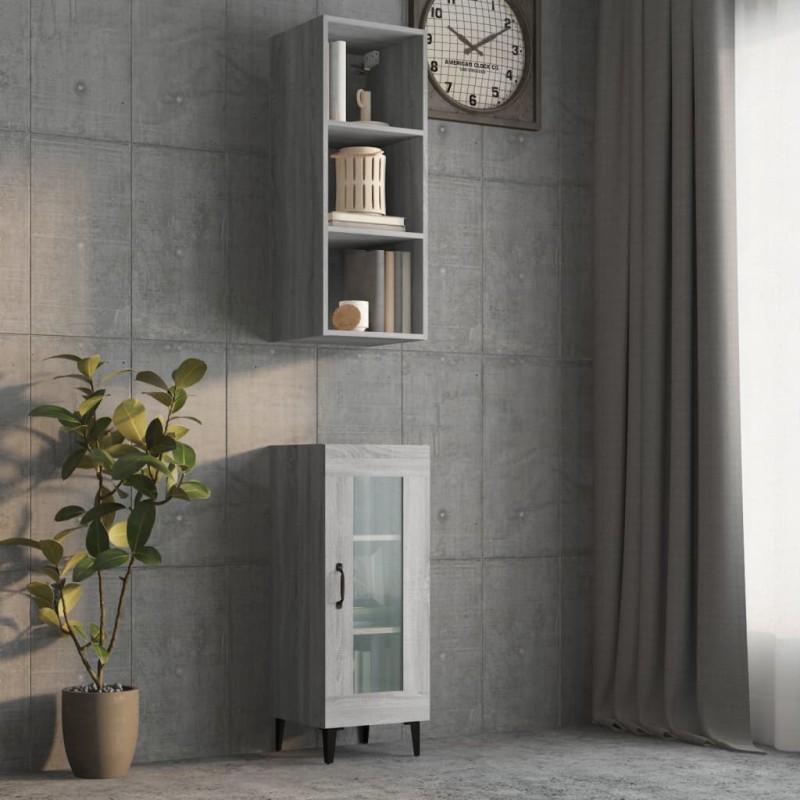 Armadietto Muro Grigio Sonoma 34,5x32,5x90 cm Legno Multistrato