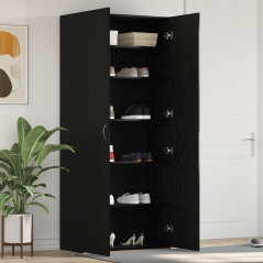 vidaXL Armadio per scarpe Nero Rovere 80x35,5x180 cm Legno ingegnerizzato