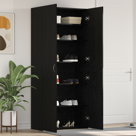 vidaXL Armadio per scarpe Nero Rovere 80x35,5x180 cm Legno ingegnerizzato