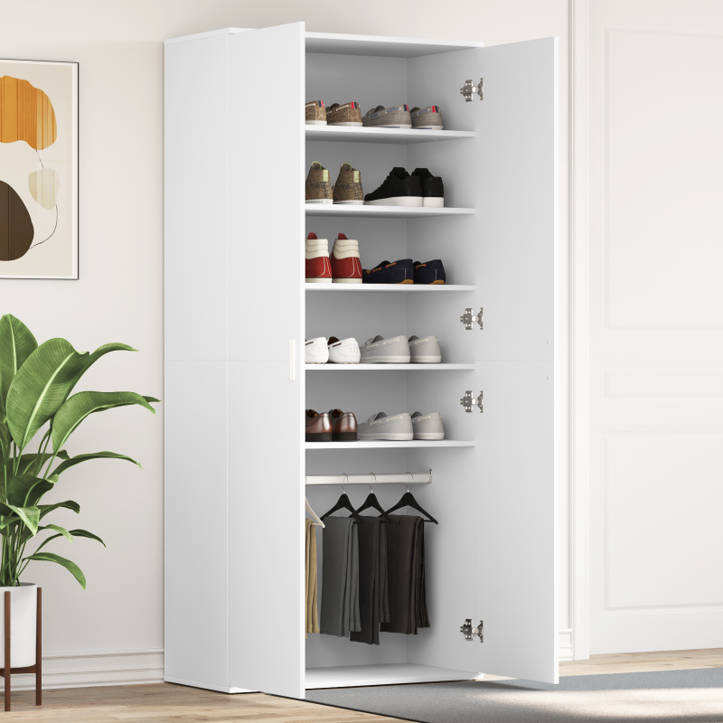 vidaXL Armadio per Scarpe Bianco 80x39x180 cm Legno Ingegnerizzato